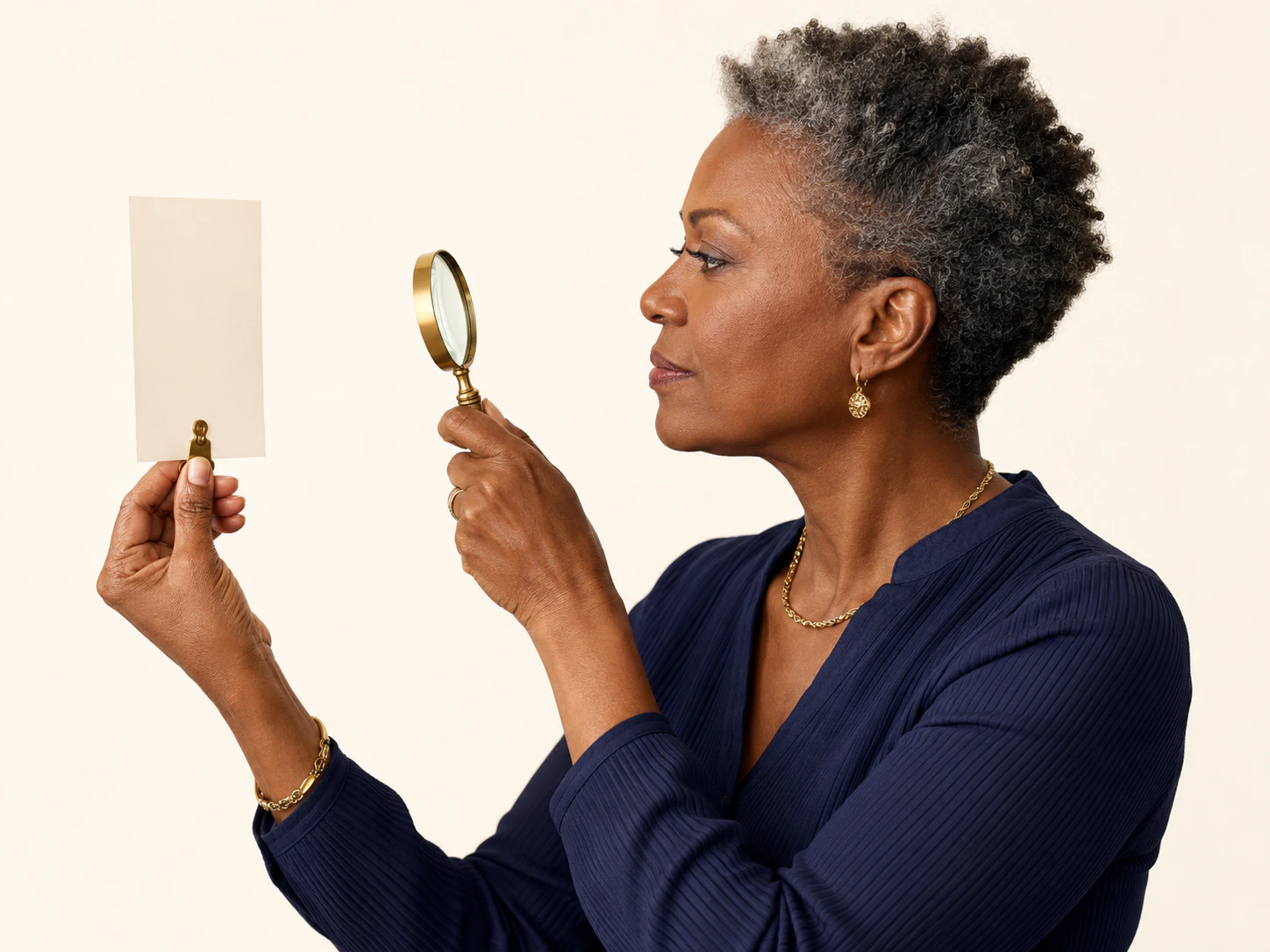 An editor examining evidence carefully