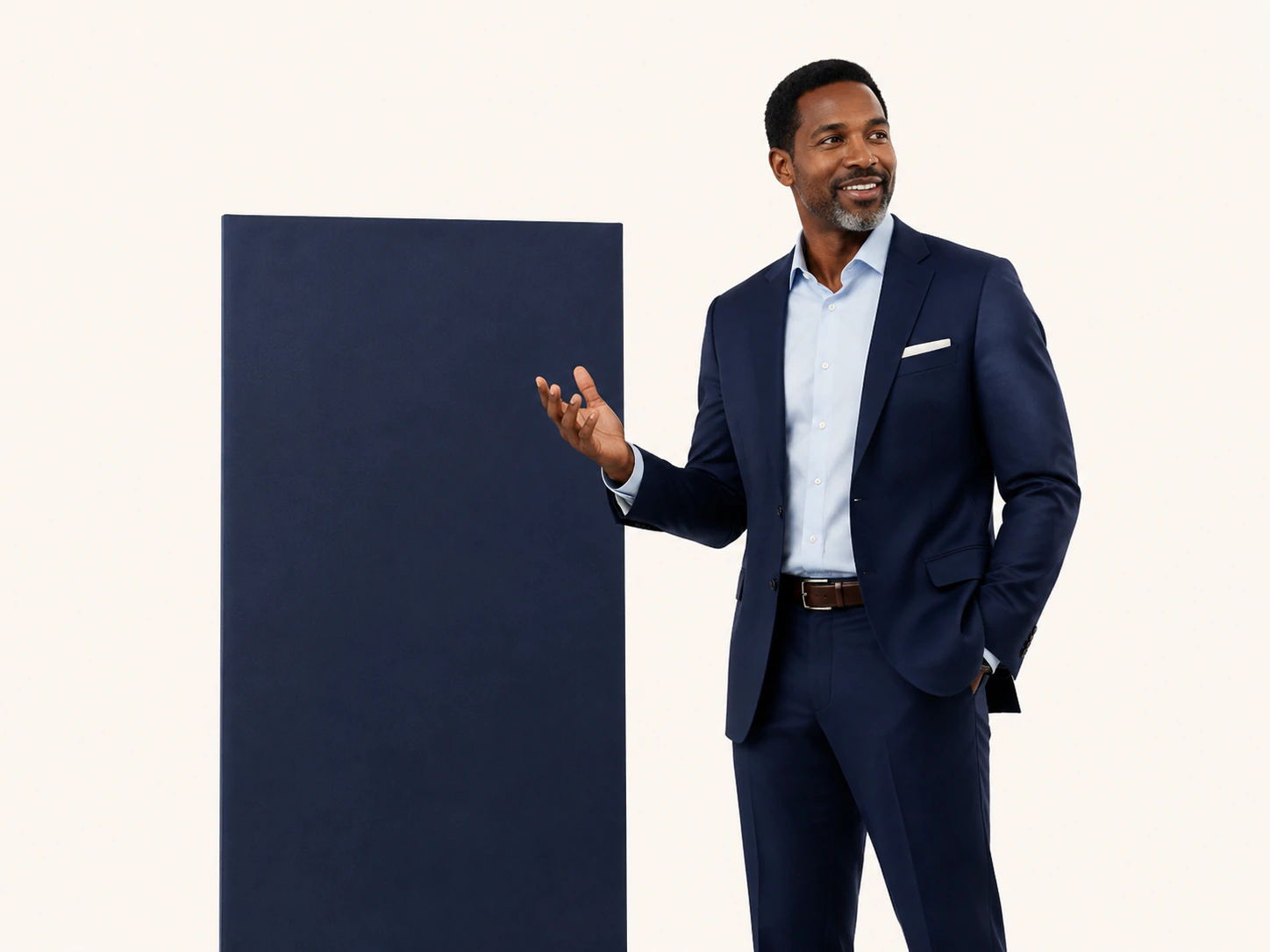 An American management professional presenting an idea