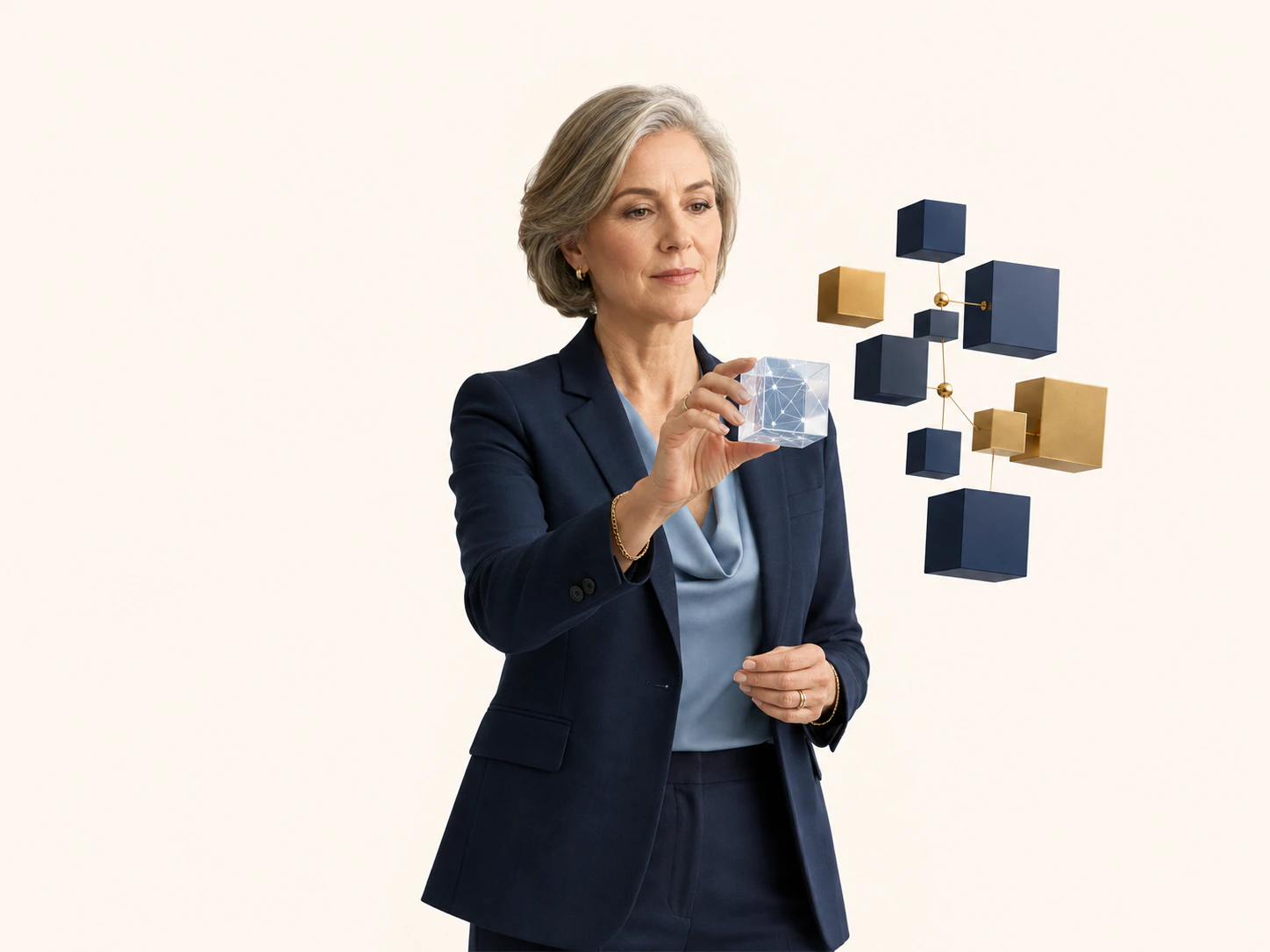 An executive arranging an emerging data pattern