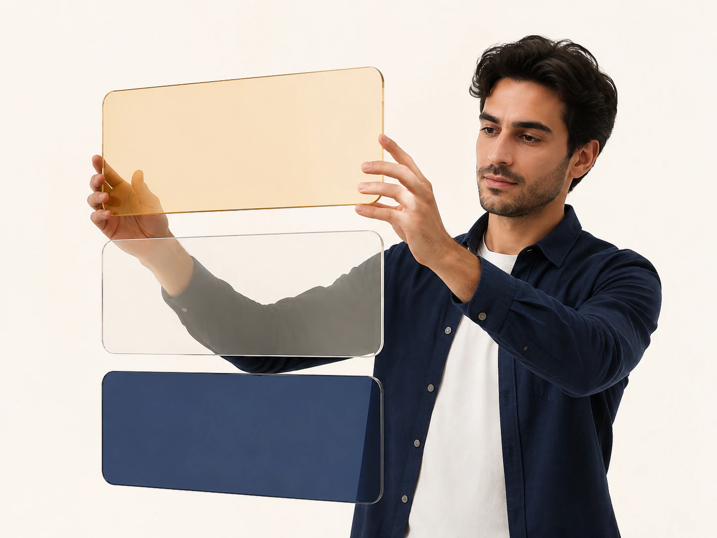 A developer assembling the layers of an application