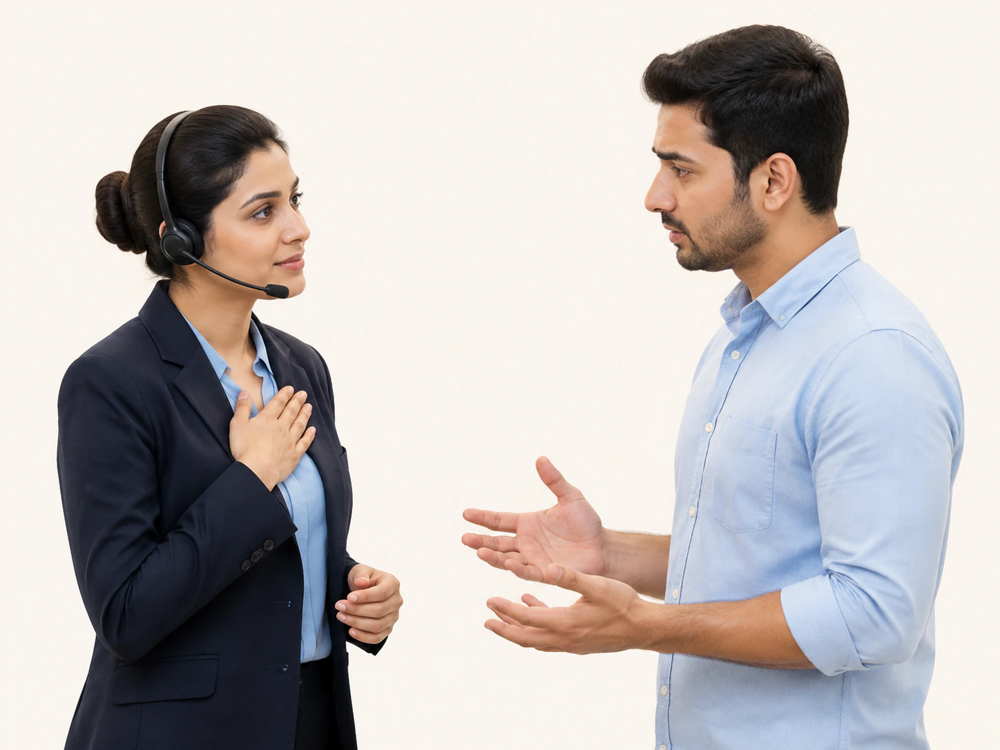 An adviser listening carefully to a concern