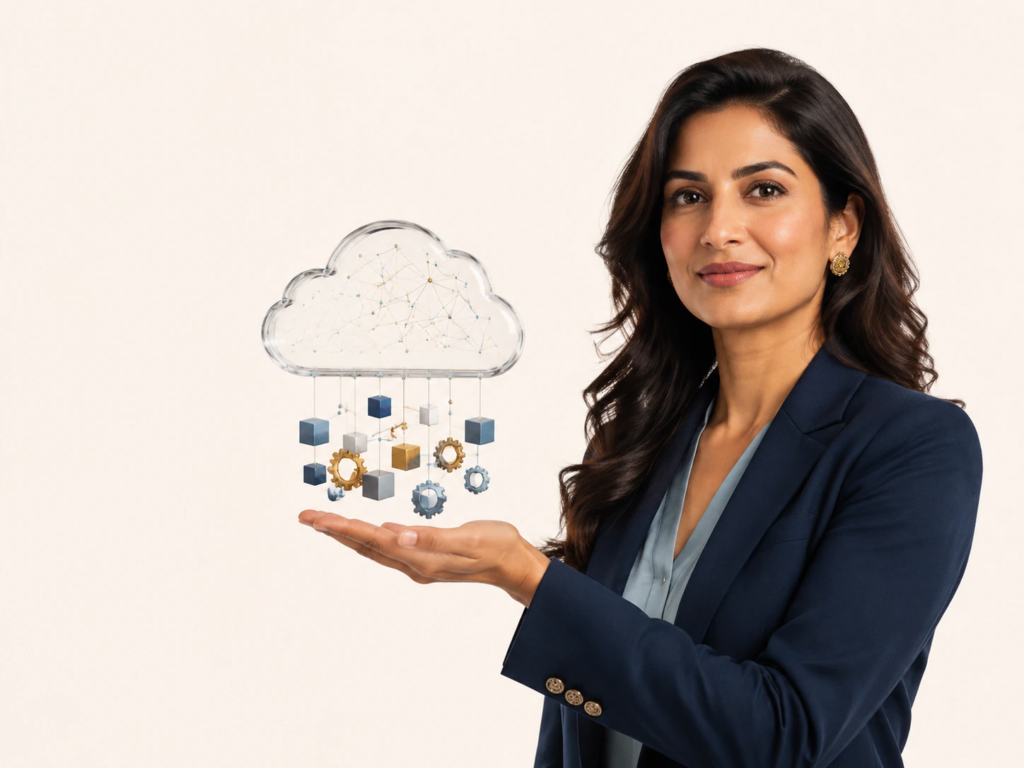 A technology leader presenting a connected cloud model